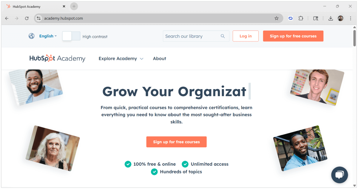 Subdomain HubSpot Academy