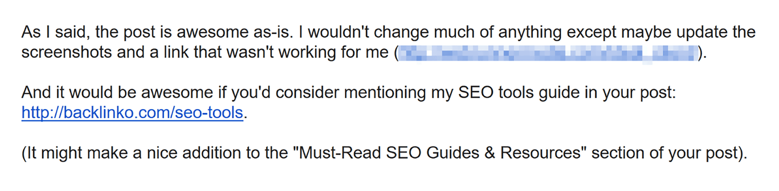 Brian’s email – Asked for mentioning SEO tools guide Brian's email – Asked for mentioning SEO tools guide