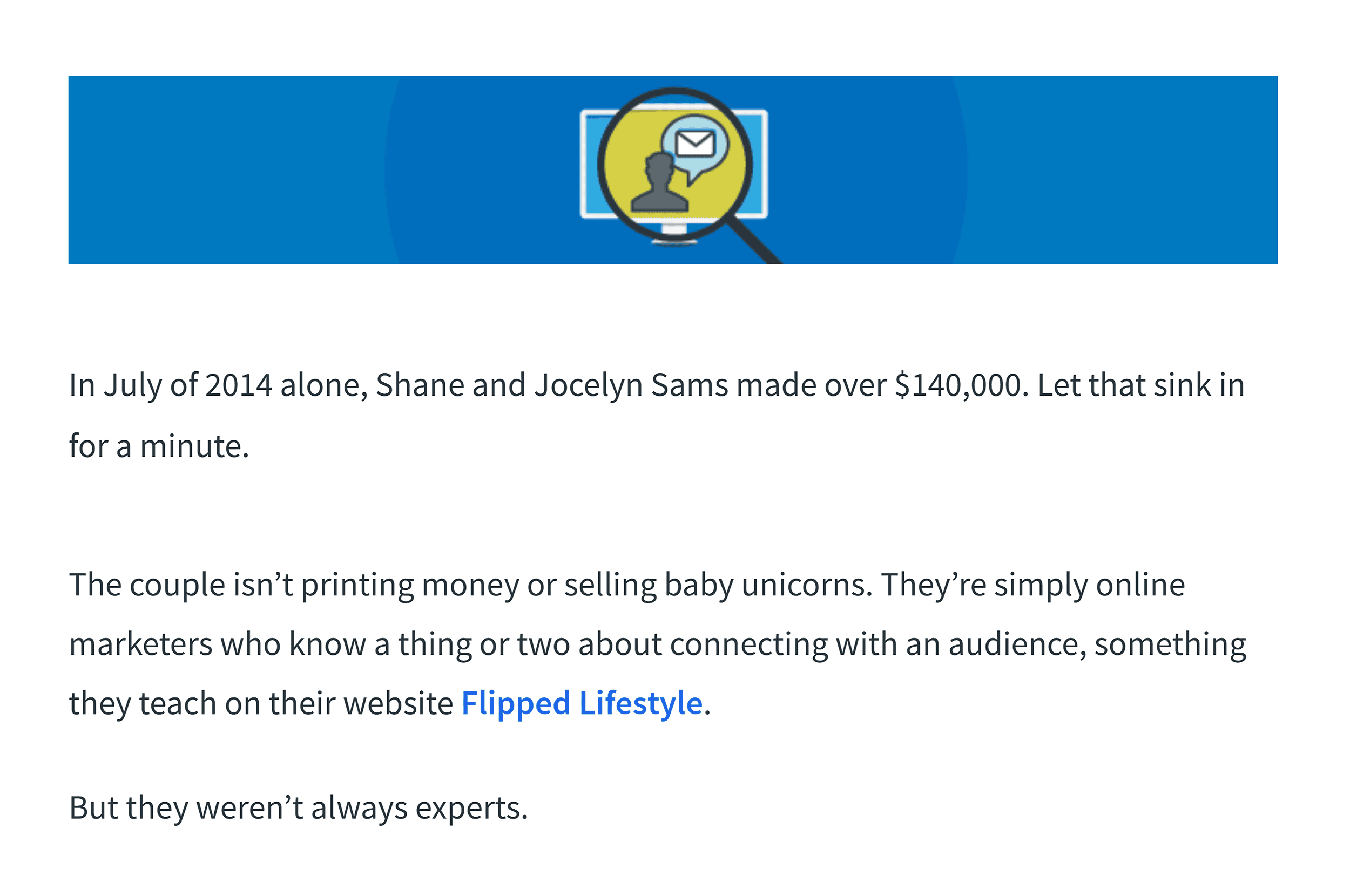 Customer testimonial backlink