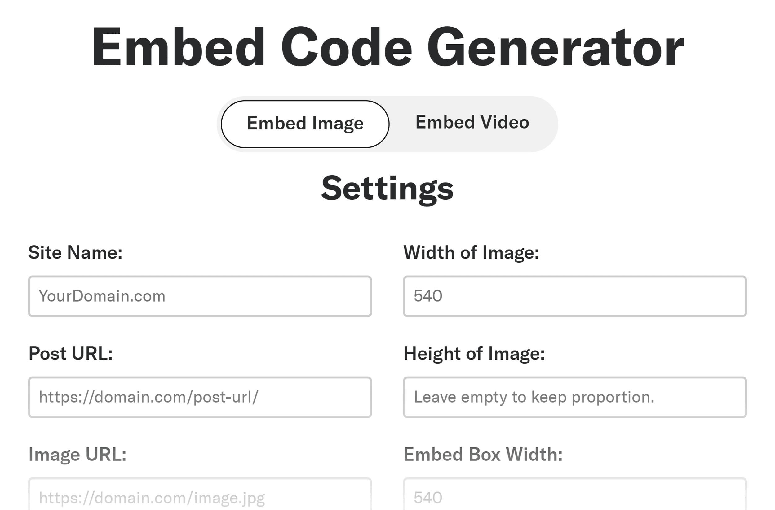 Embed Code Generator