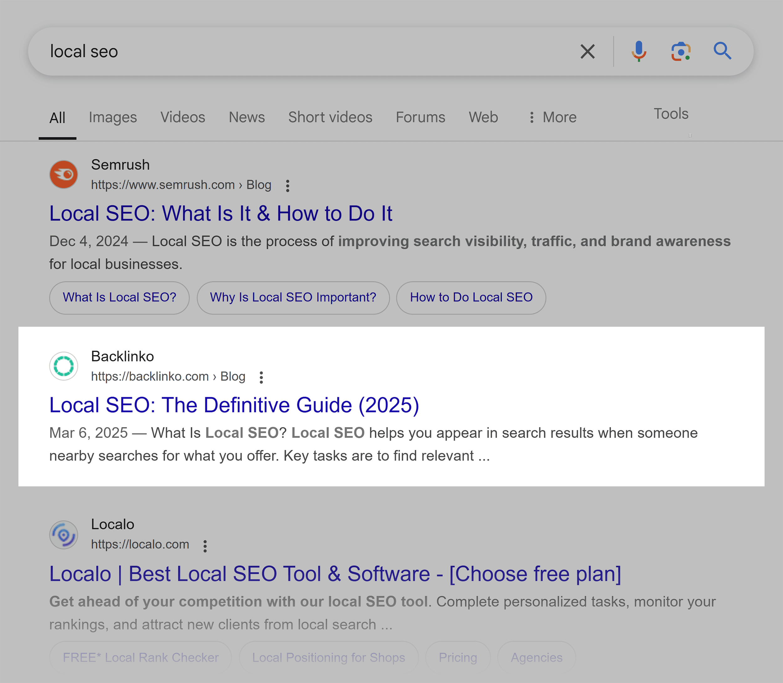 Google SERP – Local SEO – Backlinko Result Google SERP – Local SEO – Backlinko Result