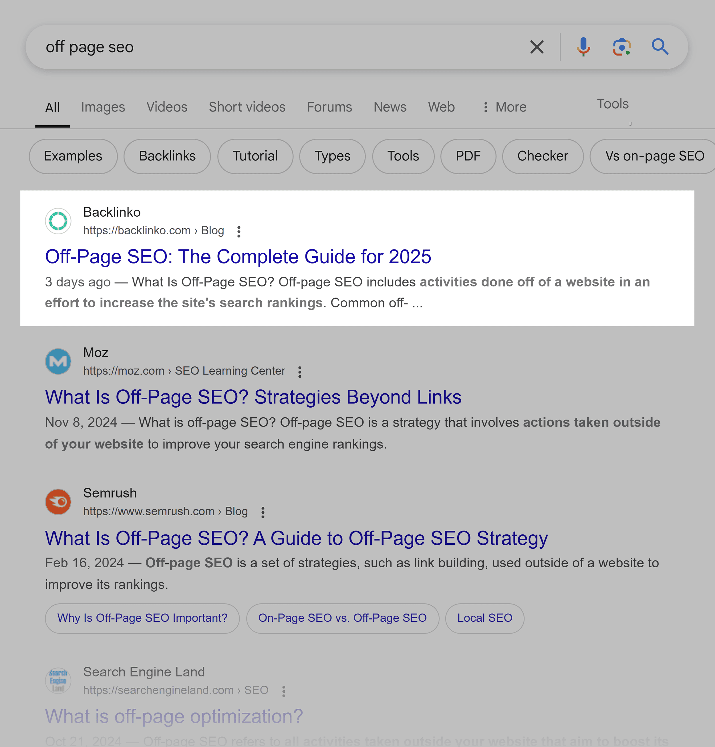 Google SERP – Off-Page SEO Google SERP – Off-Page SEO