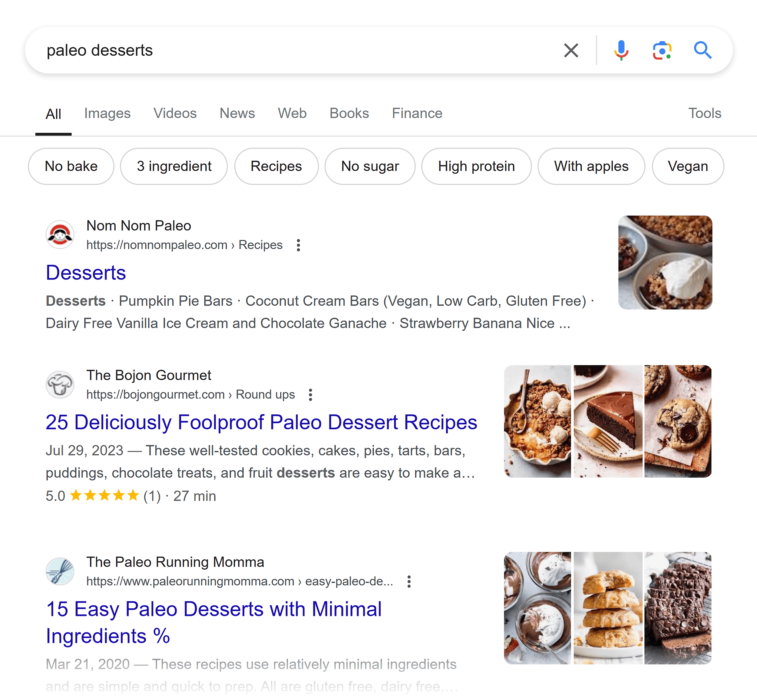 Google SERP – Paleo desserts Google SERP – Paleo desserts