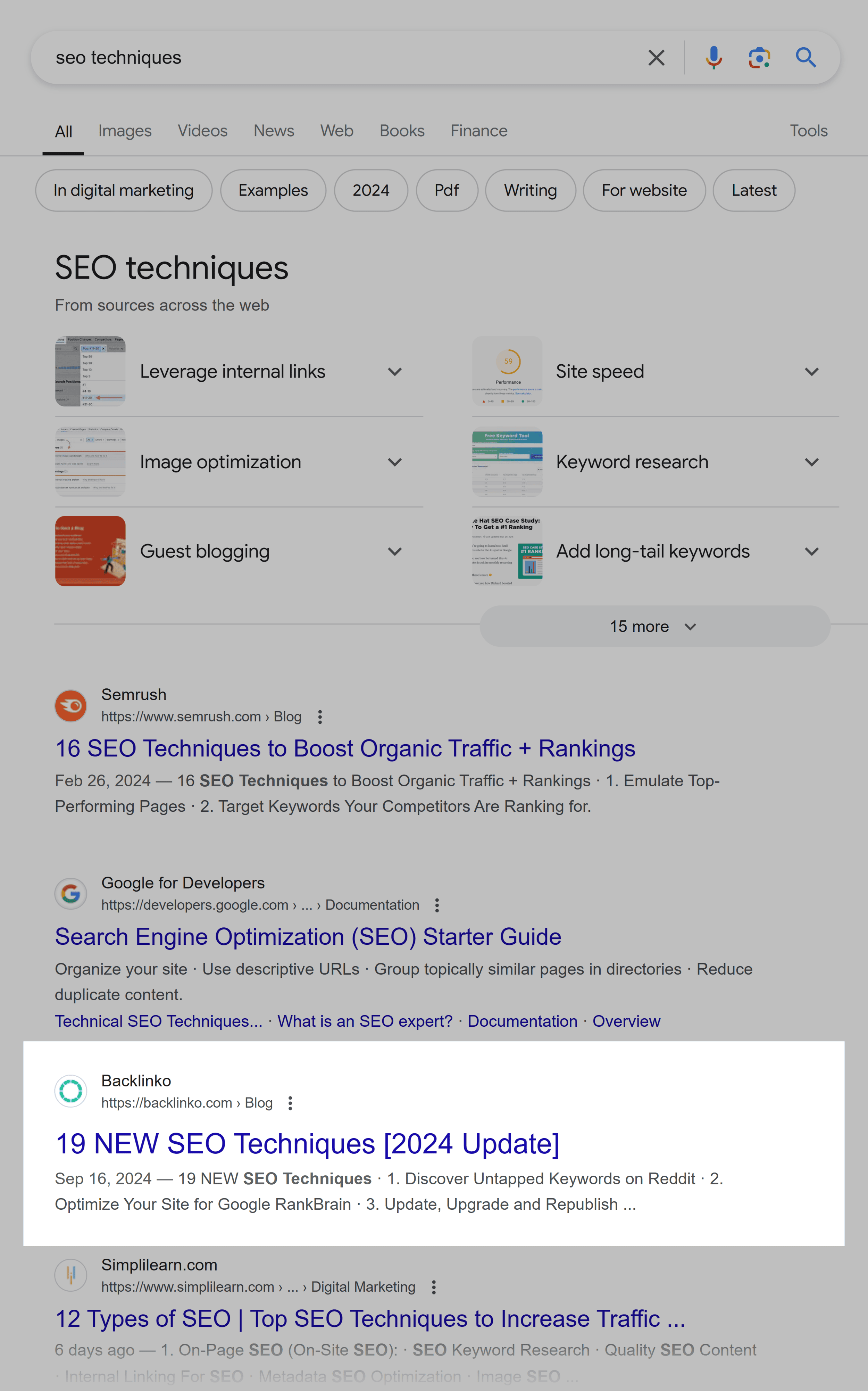 Google SERP – SEO techniques Google SERP – SEO techniques