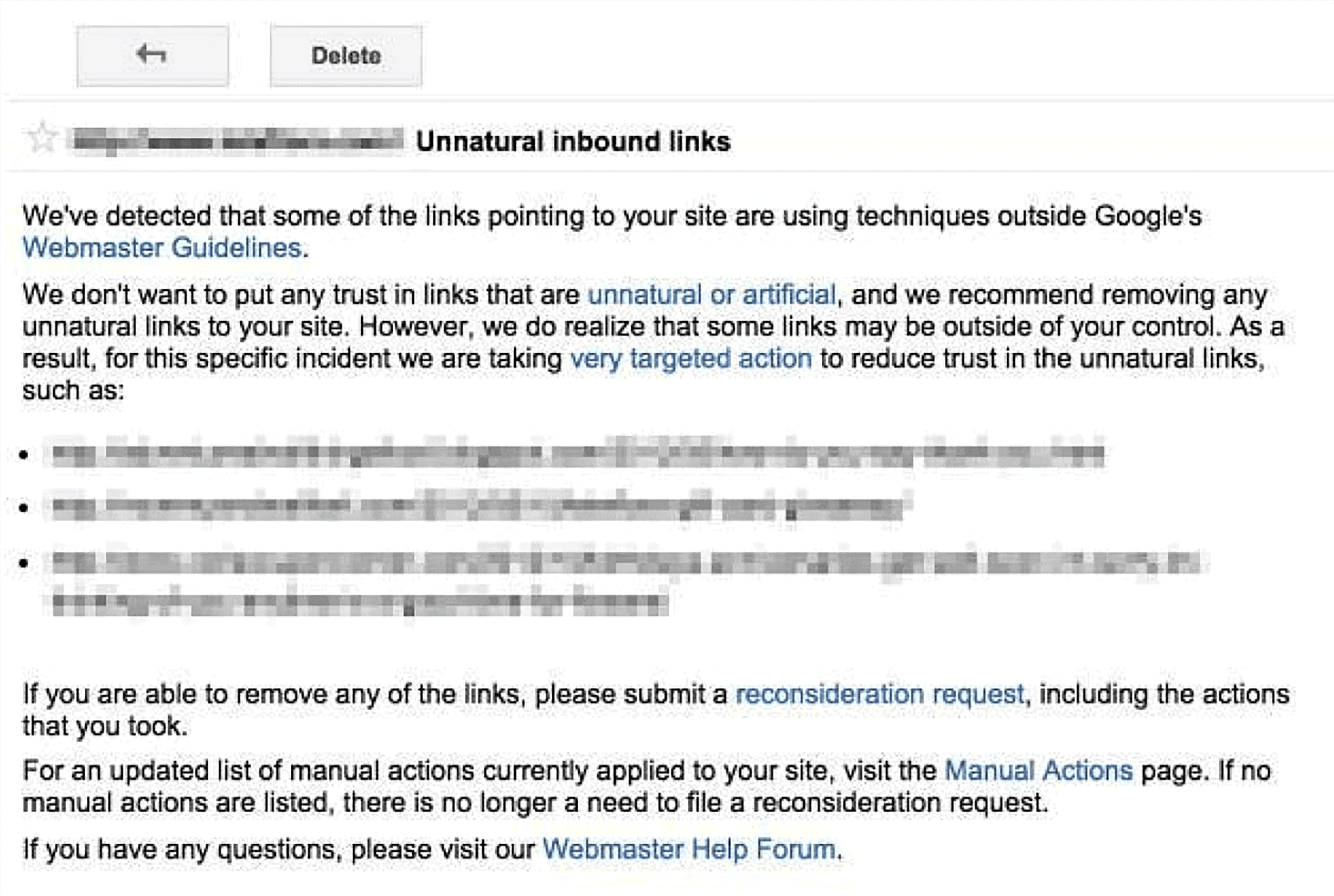 Unnatural inbound links Unnatural inbound links