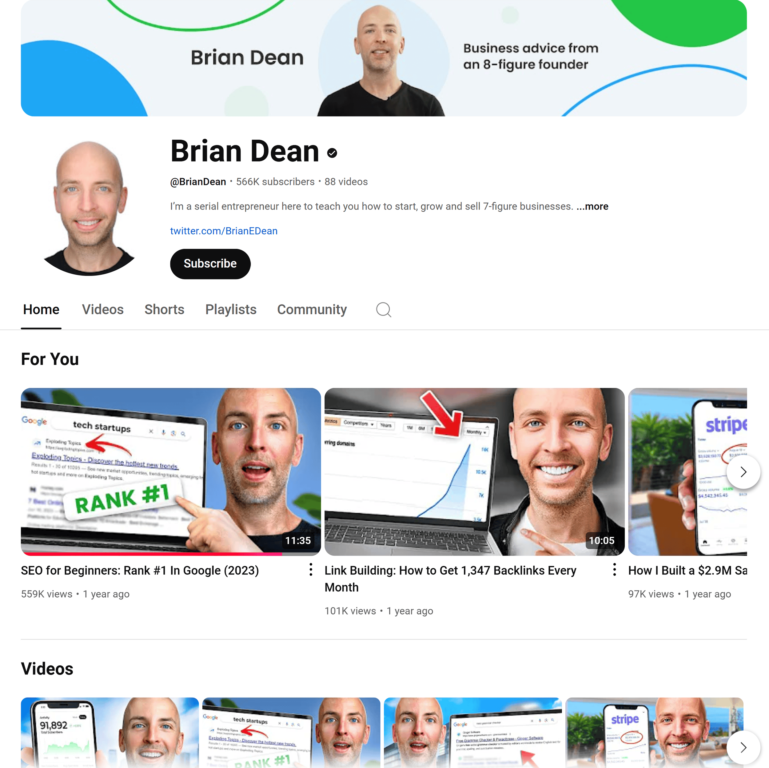 YouTube – Brian Dean Channel YouTube – Brian Dean Channel